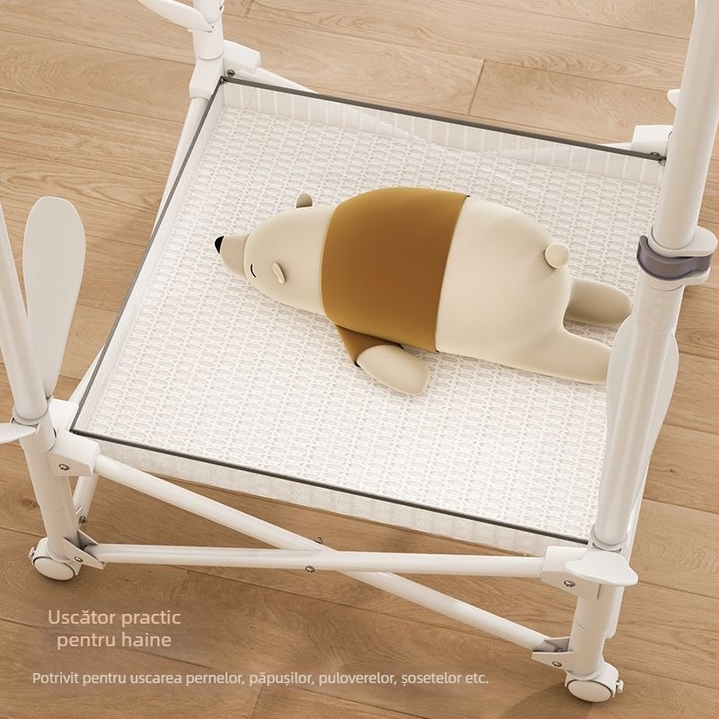 Uscător de haine pe podea, telescopic, mobil și pliabil, din oțel inoxidabil, pentru balcon, casă sau cămin, model 7845756785