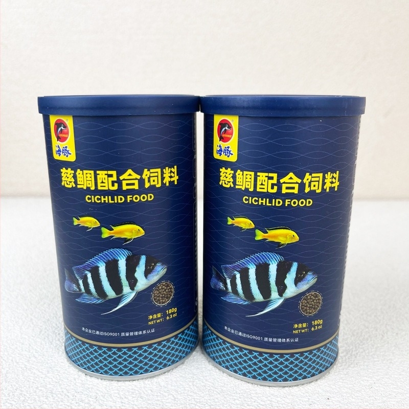 Hrană pentru ciclide cu pelete, brand Dolphin — hrană pentru pești de acvariu, 180 g (Brand: Dolphin; Tip: Pellet; Țintă: Ciclide; Importat: Nu)