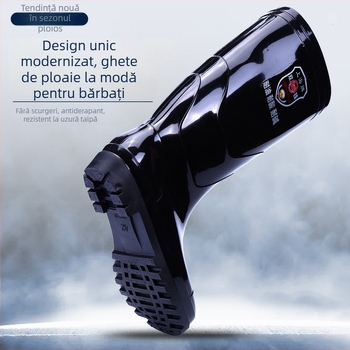 Cizme de ploaie pentru bărbați din PVC, peste gleznă, cu talpă de cauciuc, impermeabile, antiderapante, rezistente la acide și la baze