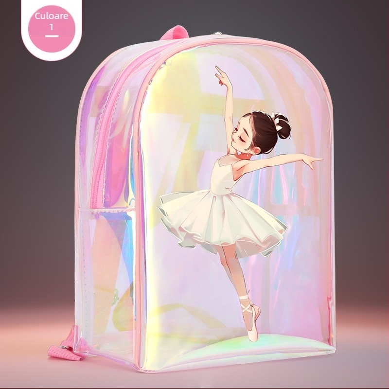 Rucsac de dans pentru fete, din PU – curea de umăr curbată, imprimeu anime, potrivit pentru sporturi în interior