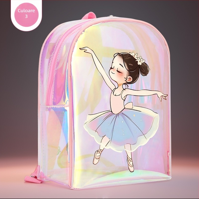 Rucsac de dans pentru fete, din PU – curea de umăr curbată, imprimeu anime, potrivit pentru sporturi în interior