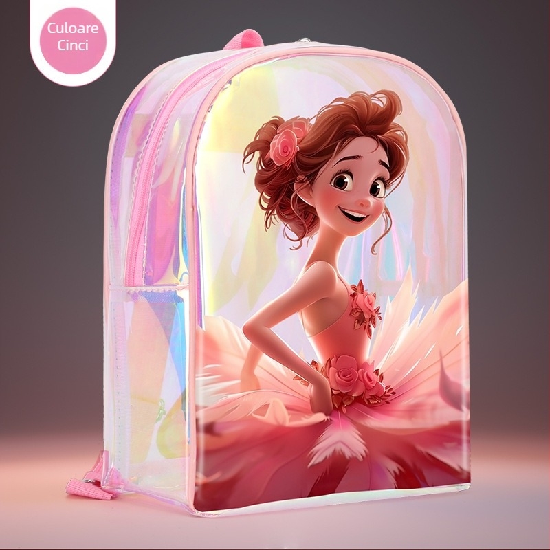 Rucsac de dans pentru fete, din PU – curea de umăr curbată, imprimeu anime, potrivit pentru sporturi în interior