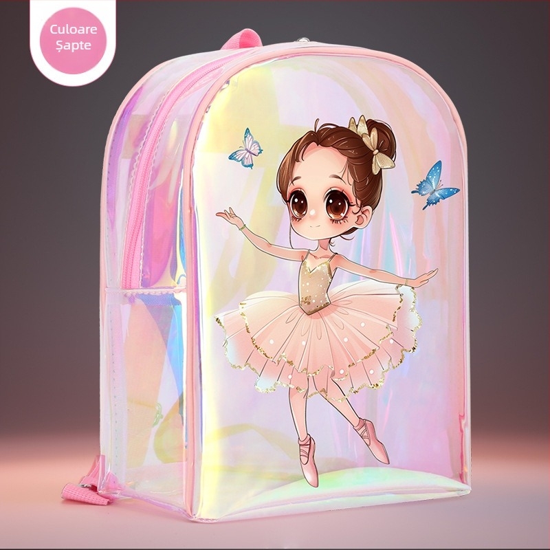 Rucsac de dans pentru fete, din PU – curea de umăr curbată, imprimeu anime, potrivit pentru sporturi în interior