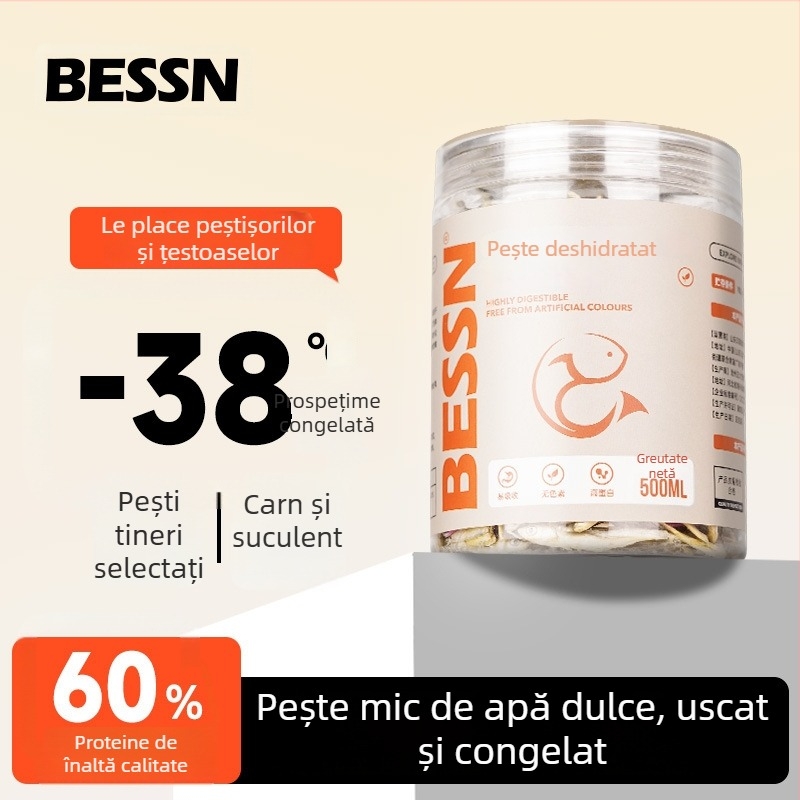Hrană pentru țestoase Bessen – Pești mici liofilizați și gustări uscate pentru țestoase de acvariu