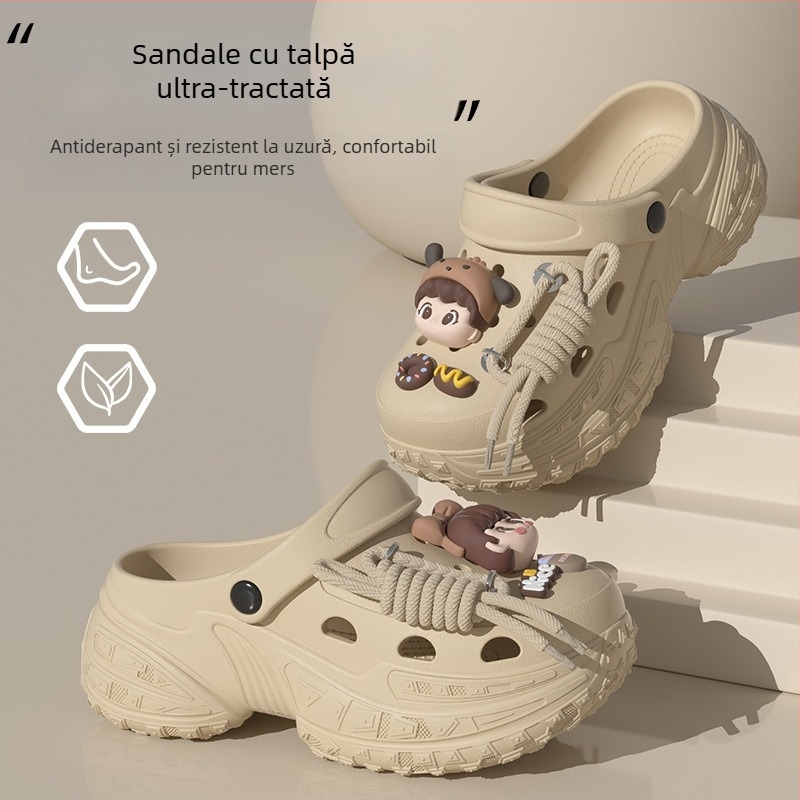 Papuci Crocs de tip Crocs, slip-on, EVA, talpa 5–7 cm, antiderapante, respirabile