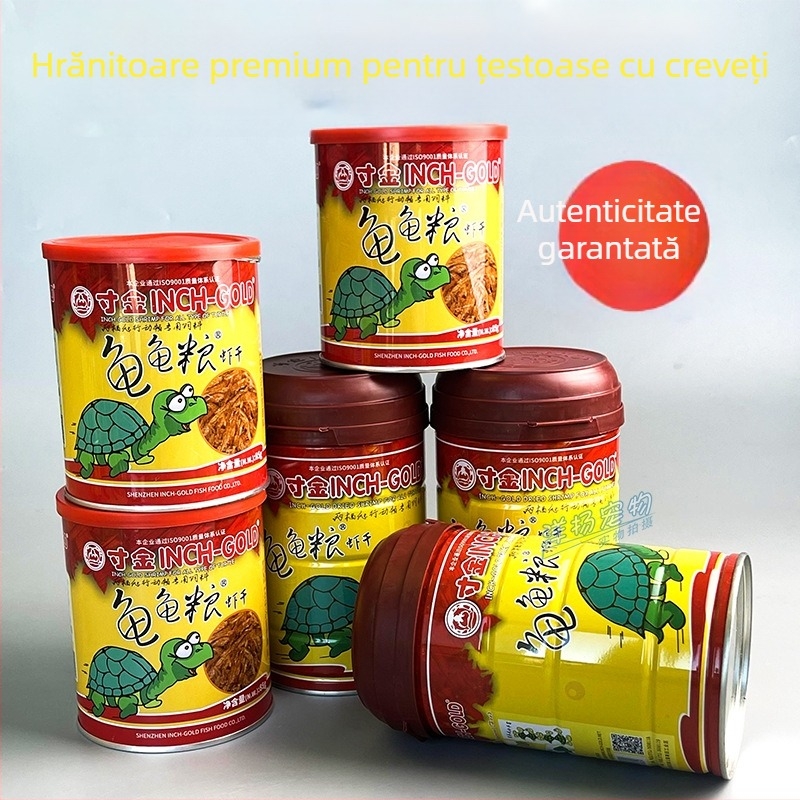 Hrană pentru țestoase cu creveți uscați – plutitoare, universală pentru țestoasele acvatice și semi-acvatice, 120 g pe conservă, 48 conserve într-o cutie, brand Inch of Gold, cod CJ03
