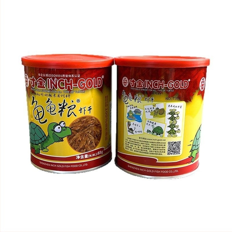 Hrană pentru țestoase cu creveți uscați – plutitoare, universală pentru țestoasele acvatice și semi-acvatice, 120 g pe conservă, 48 conserve într-o cutie, brand Inch of Gold, cod CJ03