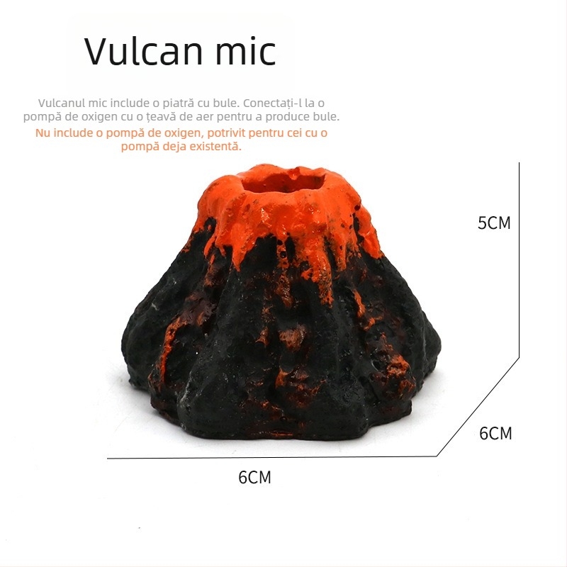 Ornament de acvariu din rășină, peisaj vulcanic – decor pentru acvariu, greutate 0,3 kg