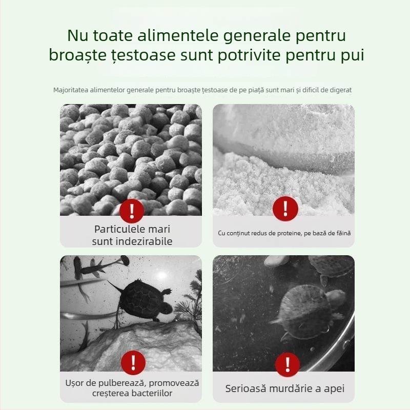 Hrană pentru țestoase tinere – calciu ridicat, proteine ridicate, peleti, protejează împotriva carapacei moi