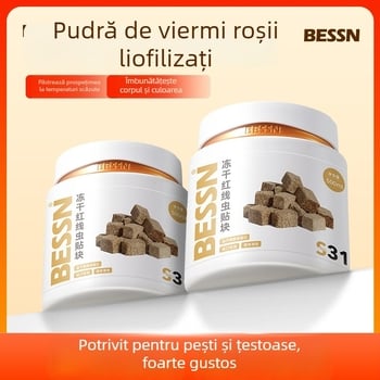 Bessn – Viermi de sânge liophilizați, granulați, hrană acvariu pentru pești, 350 g, pachet de 10