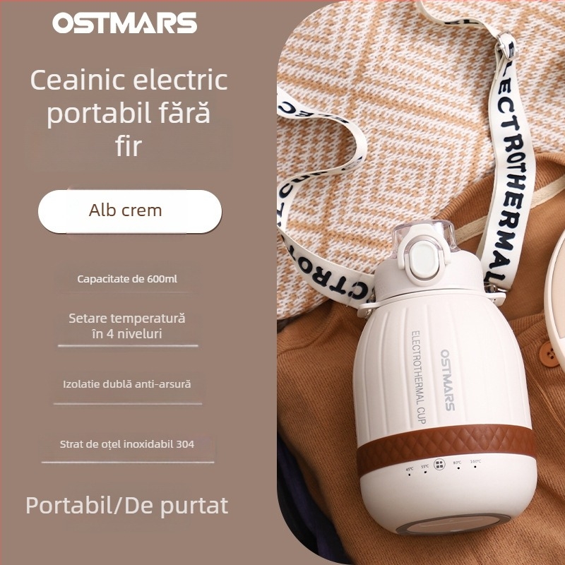 Fierbător electric portabil cu oprire automată, capacitate <1 L, putere <1000 W, încălzire pe bază, repere de nivel pe interior