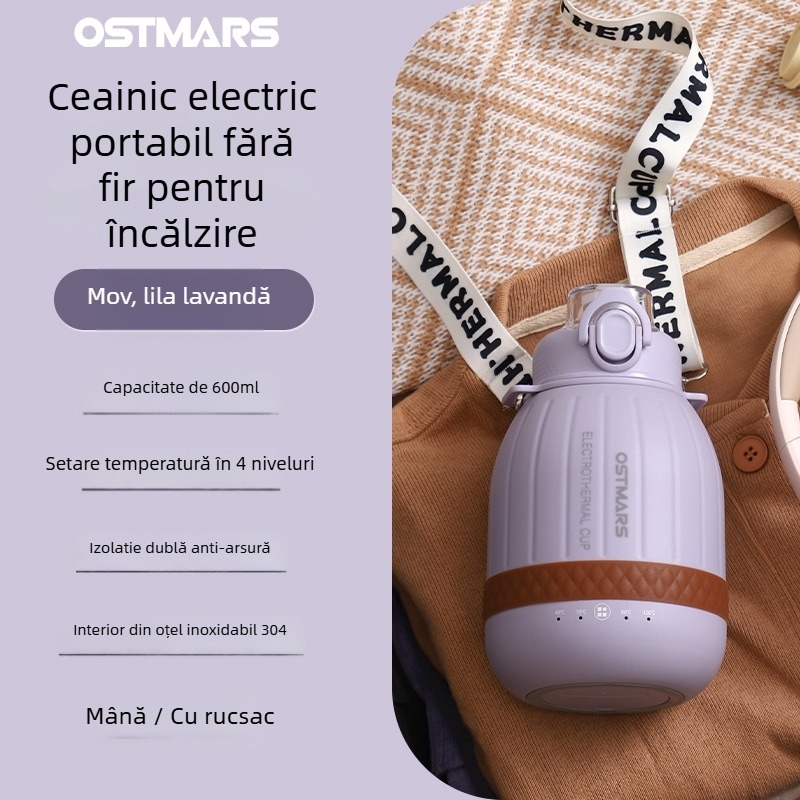 Fierbător electric portabil cu oprire automată, capacitate <1 L, putere <1000 W, încălzire pe bază, repere de nivel pe interior