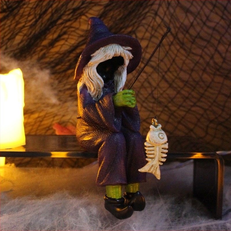 Vrăjitoare din rășină pentru acvariu – Halloween, stil coreean, proces: sculptură și polisare, semi-manual, semi-mechanic, cadou pentru ziua de naștere sau absolvire