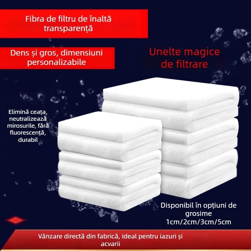 Bumbac filtrant pentru acvariu, alb, biochimic, îngroșat, cu densitate mare (Brand: Qi Le Tao; Material: Plastic; Greutate: 600 g)
