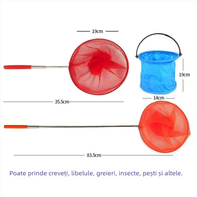 Plasă pentru insecte pentru copii, cu tijă telescopică — din oțel inoxidabil, brand Little Ancient Classmate, echipament pescuit/acvariu