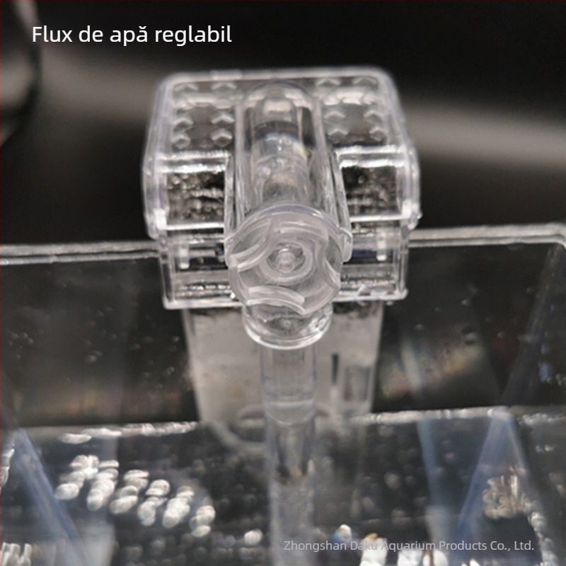 Mini filtru cascadă pentru acvariu; pompă silențioasă; PVC; greutate 0,15 kg; filtrare vată; interfață USB/AC-DC