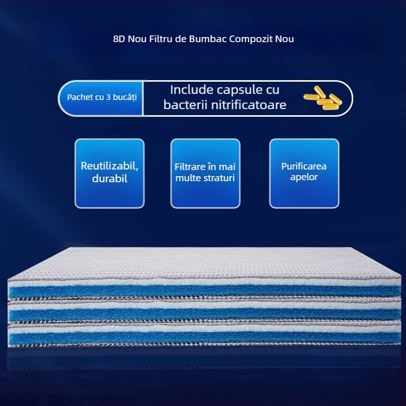 Naypet vată filtrantă pentru acvariu – fără adeziv, 8D, îngroșată