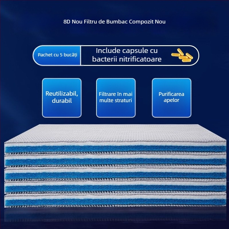 Naypet vată filtrantă pentru acvariu – fără adeziv, 8D, îngroșată