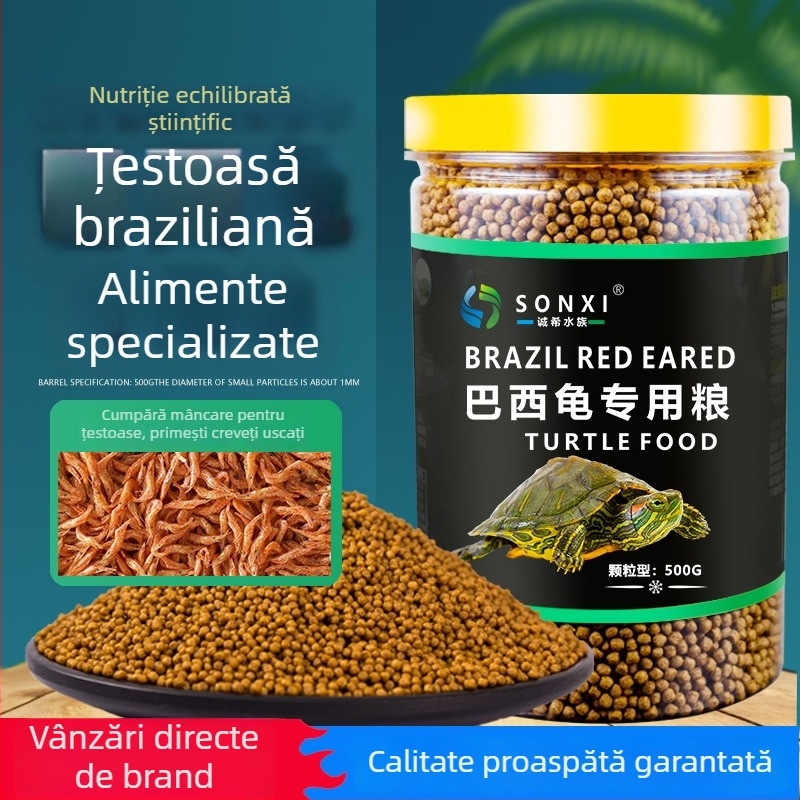 Hrană granule pentru țestoase tinere cu urechi roșii – hrană de acvariu pentru animale de companie