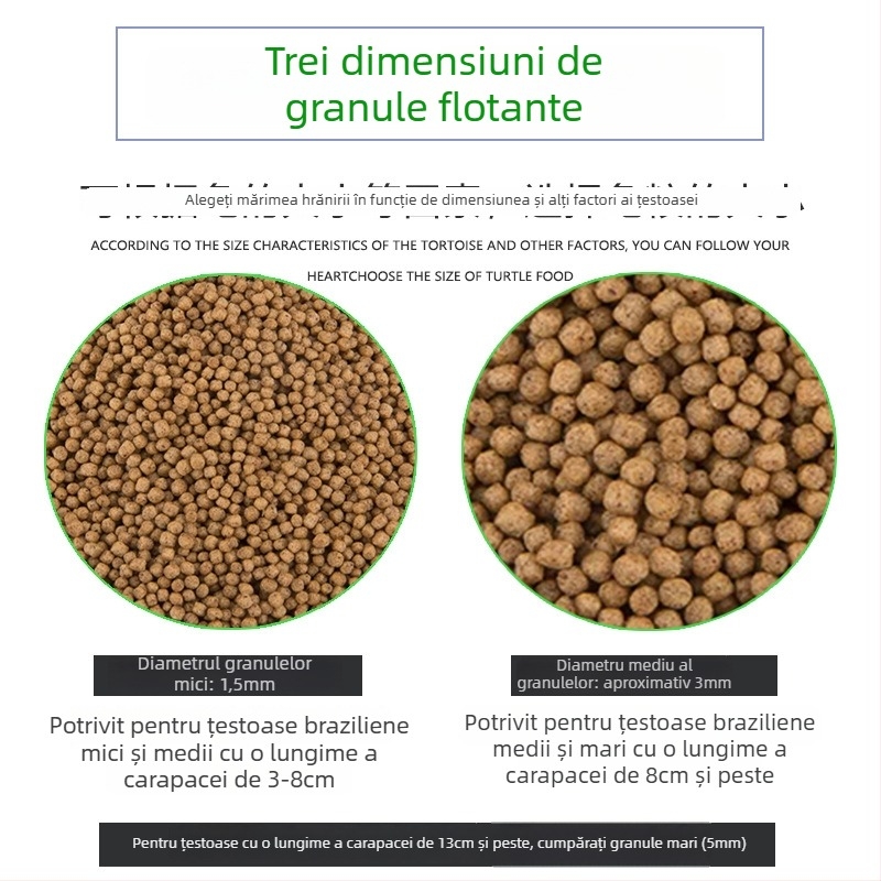 Hrană granule pentru țestoase tinere cu urechi roșii – hrană de acvariu pentru animale de companie