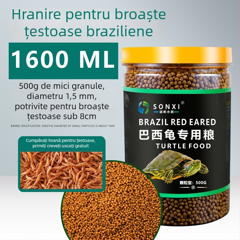 Hrană granule pentru țestoase tinere cu urechi roșii – hrană de acvariu pentru animale de companie