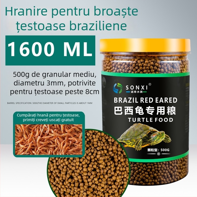 Hrană granule pentru țestoase tinere cu urechi roșii – hrană de acvariu pentru animale de companie