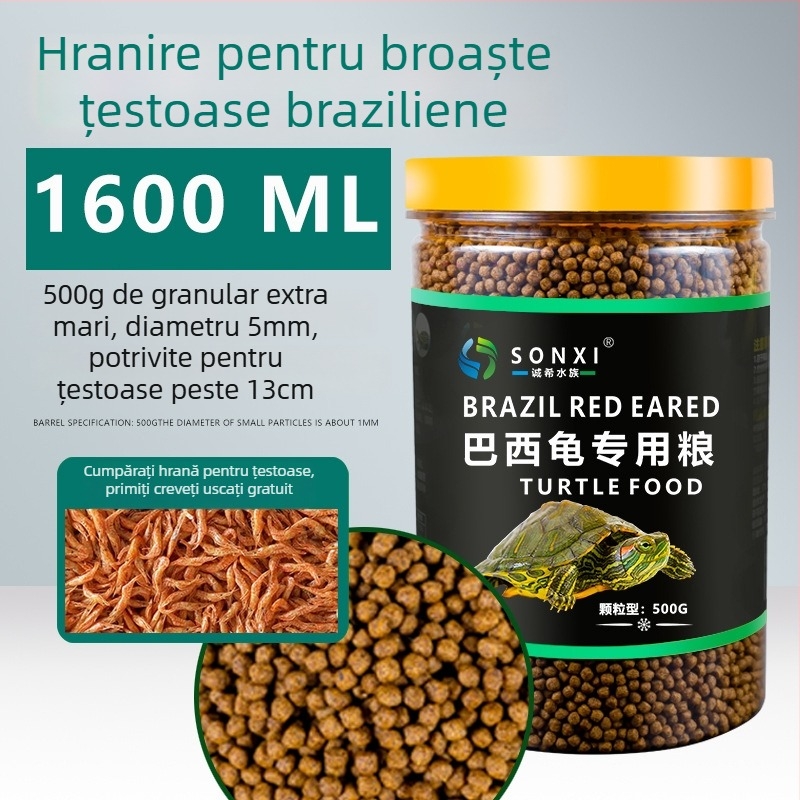Hrană granule pentru țestoase tinere cu urechi roșii – hrană de acvariu pentru animale de companie