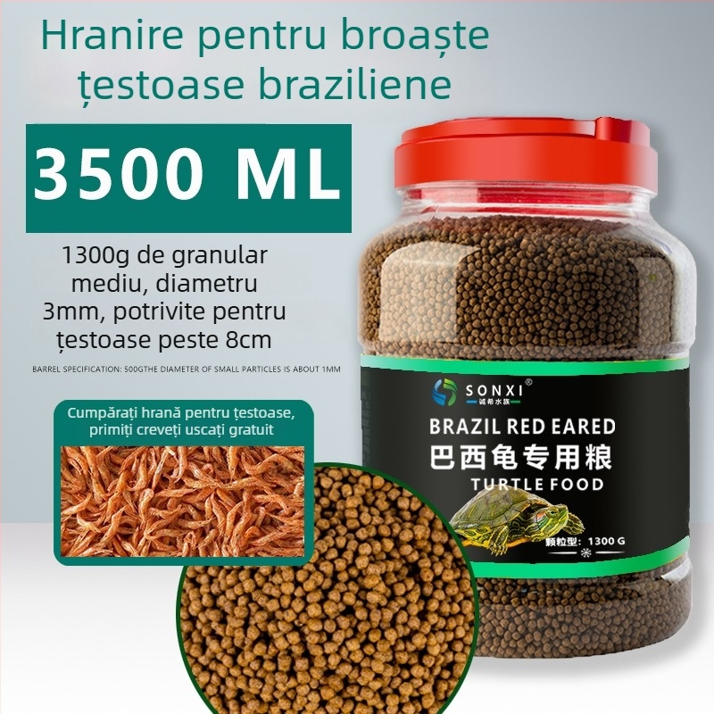 Hrană granule pentru țestoase tinere cu urechi roșii – hrană de acvariu pentru animale de companie