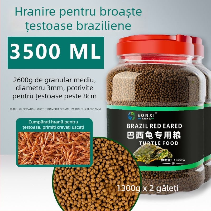 Hrană granule pentru țestoase tinere cu urechi roșii – hrană de acvariu pentru animale de companie