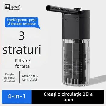Pompa submersibilă de acvariu, filtrare 3 în 1 și circulație, corp din plastic, filtru din bumbac