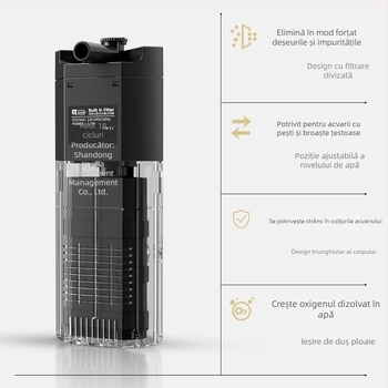 Pompa submersibilă de acvariu, filtrare 3 în 1 și circulație, corp din plastic, filtru din bumbac
