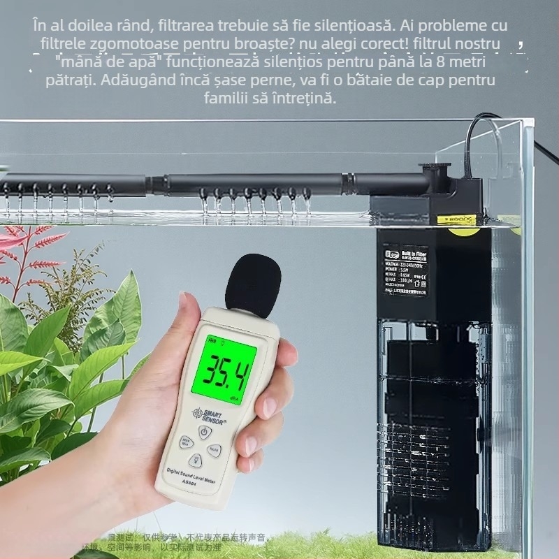 Pompa submersibilă de acvariu, filtrare 3 în 1 și circulație, corp din plastic, filtru din bumbac