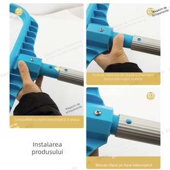 Plasă pentru frunze de piscină adâncă, cu mâner detașabil, durabilă