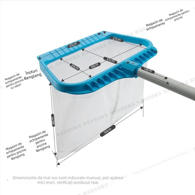 Plasă pentru frunze de piscină adâncă, cu mâner detașabil, durabilă