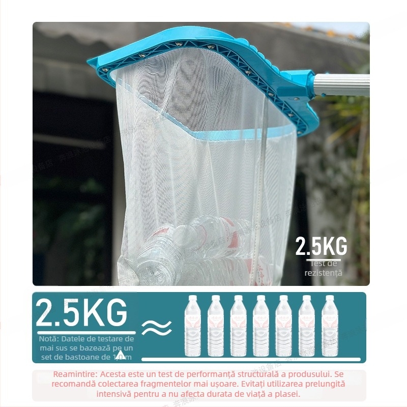 Plasă pentru frunze de piscină adâncă, cu mâner detașabil, durabilă