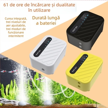 Pompa de oxigen pentru acvariu, funcționare silențioasă, reîncărcabilă, cu dublu scop pentru interior și exterior