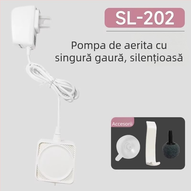 Pompa de oxigen pentru acvariu, compactă și extrem de silențioasă, cu o singură ieșire, brand Hundreds of years of flowers, neimportată