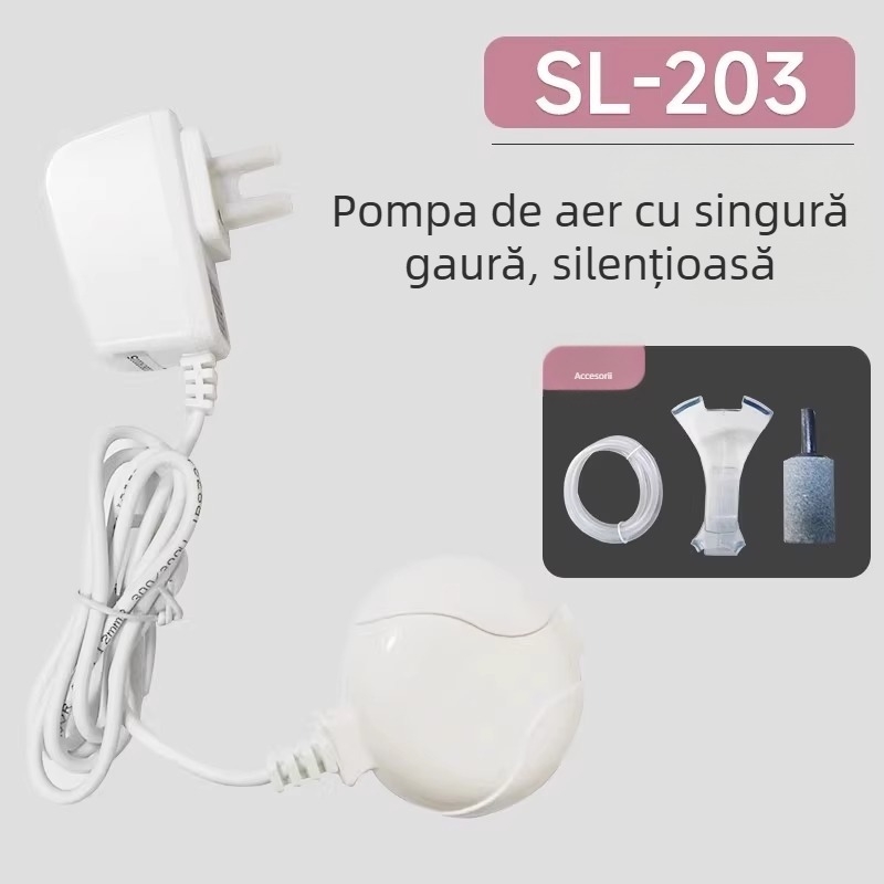 Pompa de oxigen pentru acvariu, compactă și extrem de silențioasă, cu o singură ieșire, brand Hundreds of years of flowers, neimportată