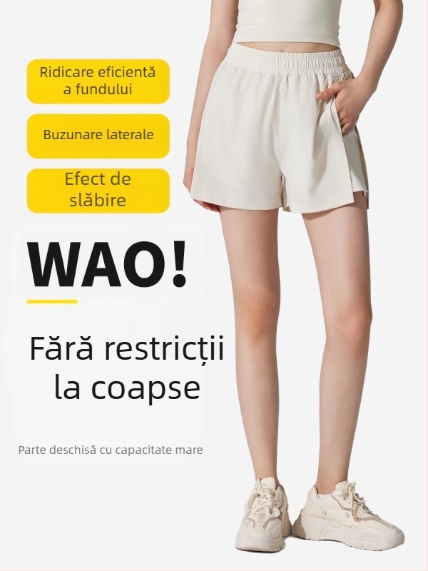 Șorturi sport pentru femei, uscate rapid, respirante, amestec de fibre chimice, 90% poliester / 10% elastan, vară 2024