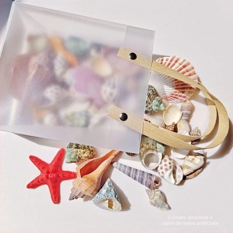 Set decorativ pentru acvariu: scoici naturale, cochilii, stele de mare, corali; stil mediteranean; execuție naturală; cadou pentru zile de naștere, absolvire, călătorii.