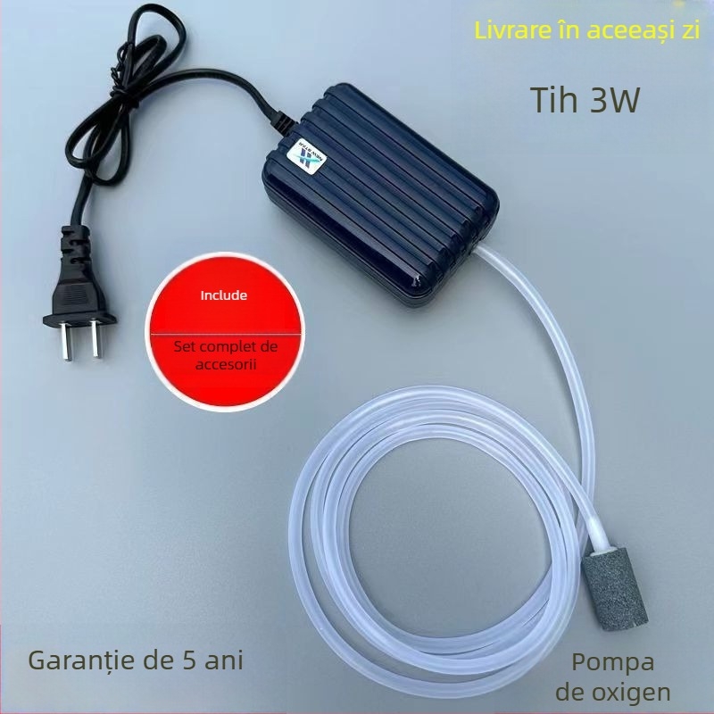 Pompă de oxigen pentru acvariu, foarte silențioasă, oxigenator pentru uz casnic
