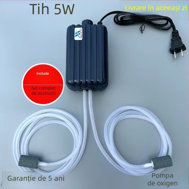 Pompă de oxigen pentru acvariu, foarte silențioasă, oxigenator pentru uz casnic