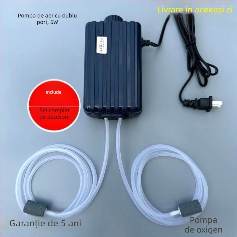 Pompă de oxigen pentru acvariu, foarte silențioasă, oxigenator pentru uz casnic