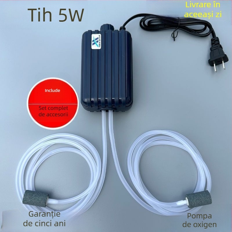 Pompă de oxigen pentru acvariu, foarte silențioasă, oxigenator pentru uz casnic