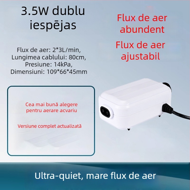 Pompă de oxigen pentru acvariu – ultra-quiet, oxigenator pentru uz casnic, compatibil OEM, producție autohtonă