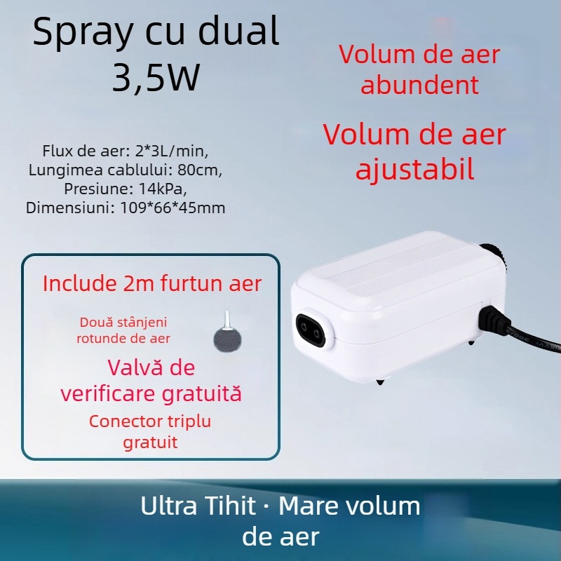 Pompă de oxigen pentru acvariu – ultra-quiet, oxigenator pentru uz casnic, compatibil OEM, producție autohtonă
