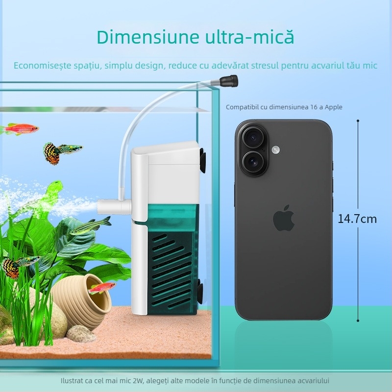 Filtru-pompă pentru acvariu: filtru mic, multifuncțional, cu pompă de circulație încorporată, aerare prin valuri și duș submersibil tip ploaie pentru acvarii mici • Material: plastic • Brand: Kyung ye • Greutate: 173 g