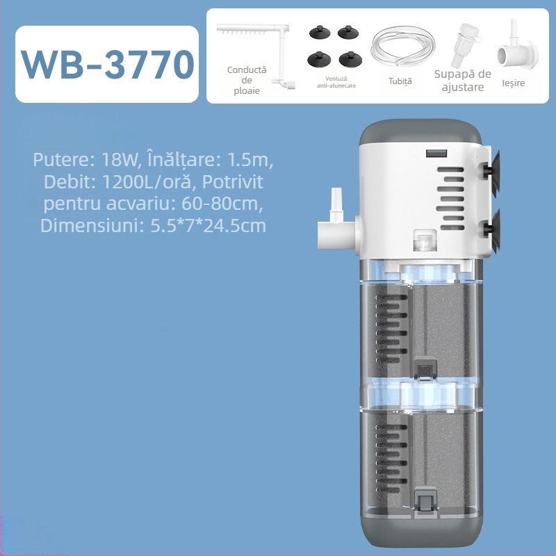 Berkele pompă de filtrare încorporată pentru acvariu – 3 în 1, pompă de circulație a apei, din plastic, greutate 230–528 g