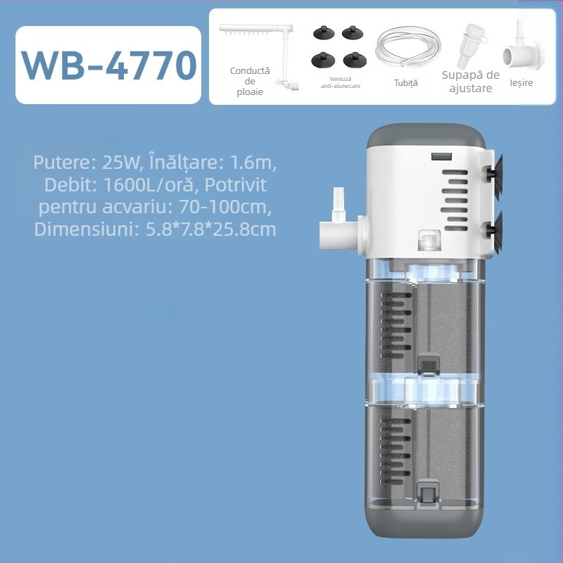 Berkele pompă de filtrare încorporată pentru acvariu – 3 în 1, pompă de circulație a apei, din plastic, greutate 230–528 g