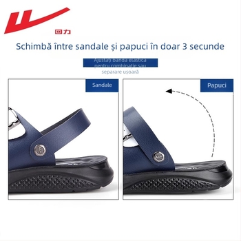 Sandale bărbați pentru plajă - vârf deschis, partea superioară PU artificial, talpă PU, închidere cu cataramă